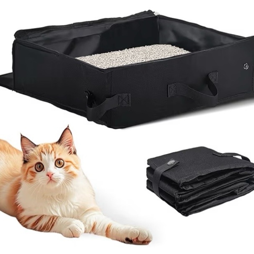 BROWN Portable Travel Litter Box for Cats with Pooper Scooper, Liners. NEW
